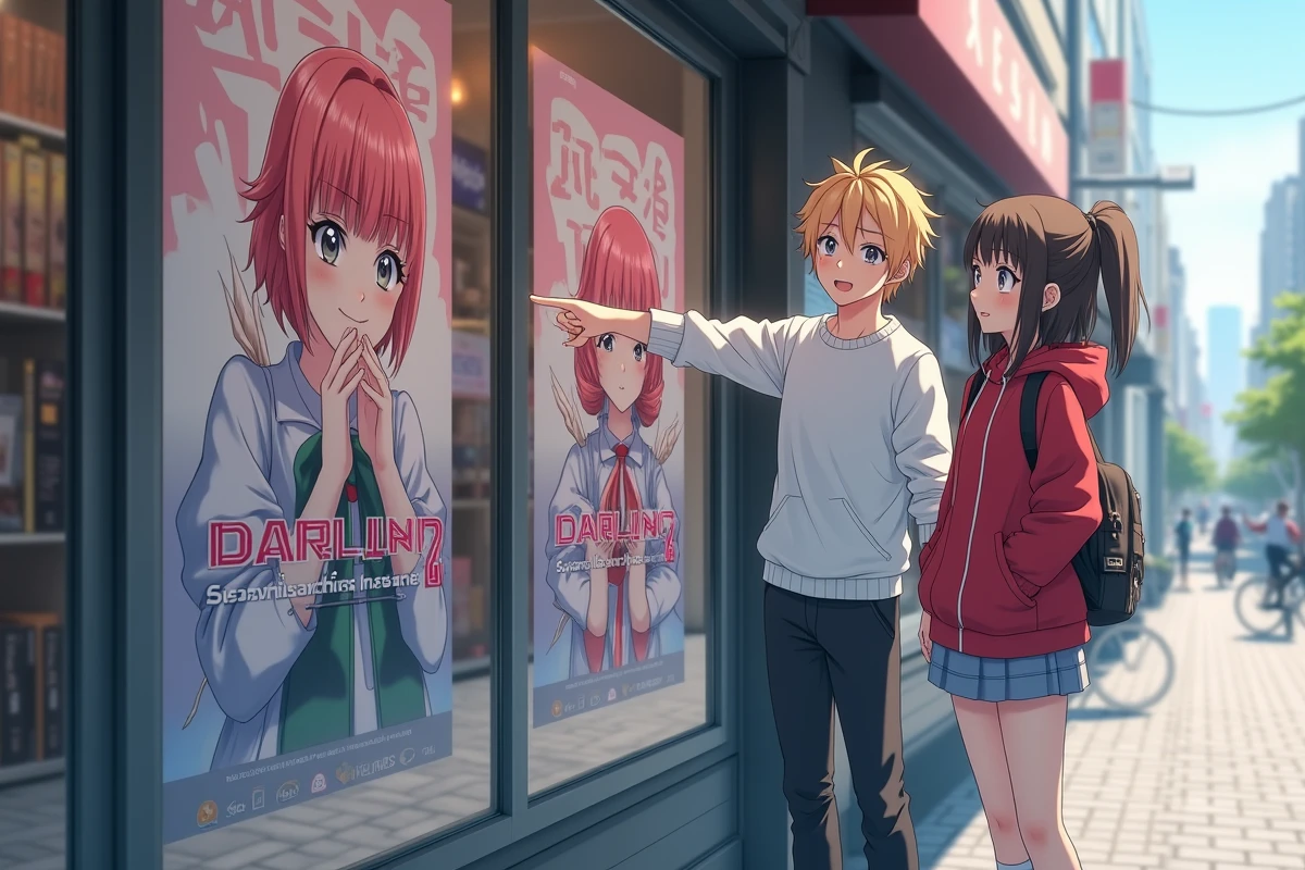 Deux adolescents devant une vitrine de magasin d